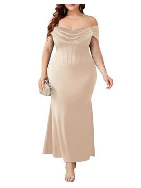 Plus Size Off the Shoulder Sequin Mermaid Maxi Formal Evening Gown